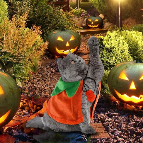 4 Pcs Pet Cat Halloween Costume Dog Vampire Cloak Reversible Cute Cat Pumpkin Cape Bat Wings with Bells for Pet Dog Cat Cosplay Holiday Halloween Party Decor (Black, Red, Orange, Solid Pattern) in Saudi Arabia