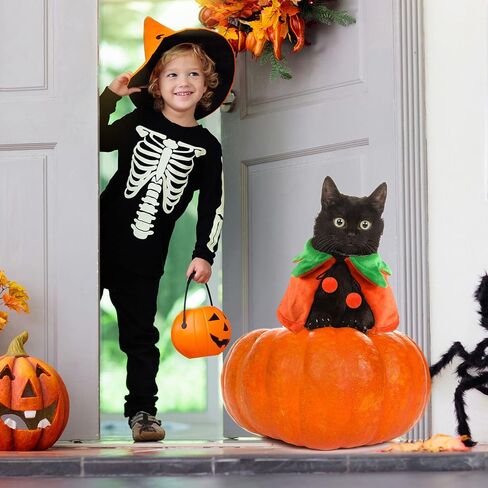 4 Pcs Pet Cat Halloween Costume Dog Vampire Cloak Reversible Cute Cat Pumpkin Cape Bat Wings with Bells for Pet Dog Cat Cosplay Holiday Halloween Party Decor (Black, Red, Orange, Solid Pattern) in Saudi Arabia