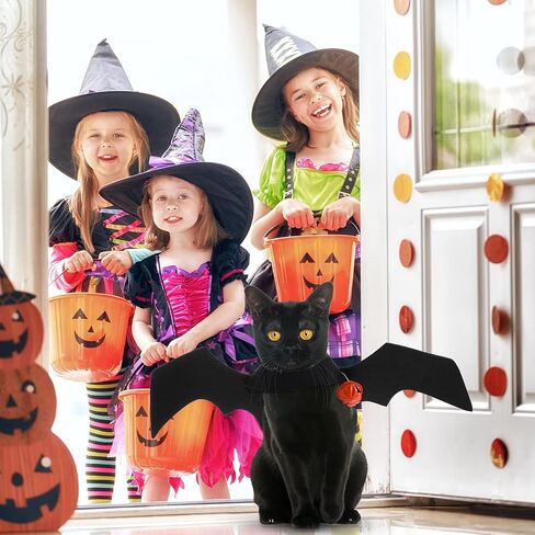 4 Pcs Pet Cat Halloween Costume Dog Vampire Cloak Reversible Cute Cat Pumpkin Cape Bat Wings with Bells for Pet Dog Cat Cosplay Holiday Halloween Party Decor (Black, Red, Orange, Solid Pattern) in Saudi Arabia