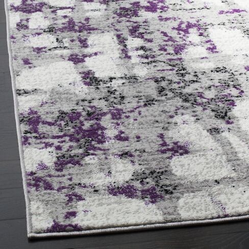 سجادة SAFAVIEH Skyler Collection Accent - 4 × 6 بوصة، رمادي وأرجواني، تصميم تجريدي حديث، لا يتساقط ويسهل العناية به، مثالي للمناطق ذات حركة المرور العالية في المدخل، وغرفة المعيشة، وغرفة النوم (SKY193R) in Saudi Arabia
