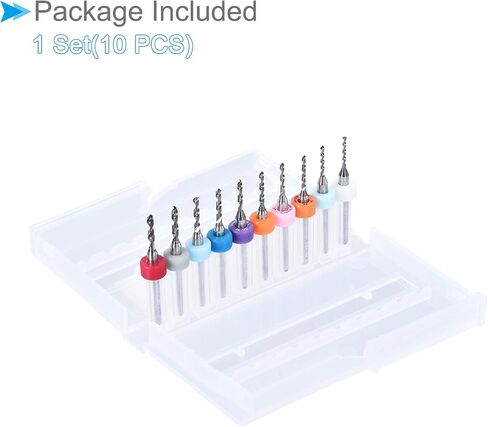 لقم الثقب CoCud Micro PCB، حافة القطع 1/8 بوصة، 1.1 مم - 2.0 مم، لقمة مثقاب لوحة دائرة الطباعة - (التطبيقات: لآلة النقش بالحفر باستخدام الحاسب الآلي)، مجموعة واحدة (10 قطع) in Saudi Arabia
