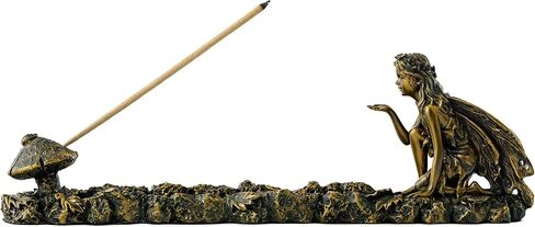 Top Collection Fairy and Mushroom Incense Holder-Hand Painted Mythical Creature with Bronze Finish Look - 10-Inch Collectible Figurine in Saudi Arabia