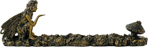 Top Collection Fairy and Mushroom Incense Holder-Hand Painted Mythical Creature with Bronze Finish Look - 10-Inch Collectible Figurine in Saudi Arabia