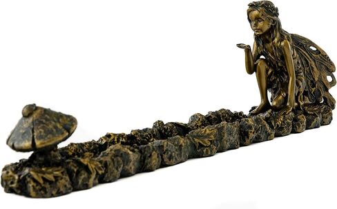 Top Collection Fairy and Mushroom Incense Holder-Hand Painted Mythical Creature with Bronze Finish Look - 10-Inch Collectible Figurine in Saudi Arabia