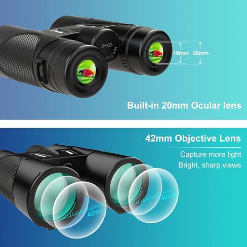 Binoculars,12x42 Binoculars for Adults, Professional Binoculars Durable & Clear BAK4 Prism FMC Lens, Suitable for Concert and Outdoor Sports, Bird Watching in Kuwait