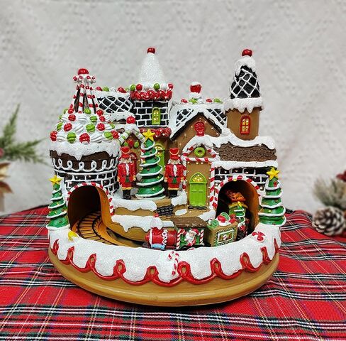 MOMENTS IN TIME Polyresin LED & Musical Gingerbread Train Station with Animated Train Light up, Musical with Animated. UL/DC12V/800mA Adaptor (Included) in Saudi Arabia