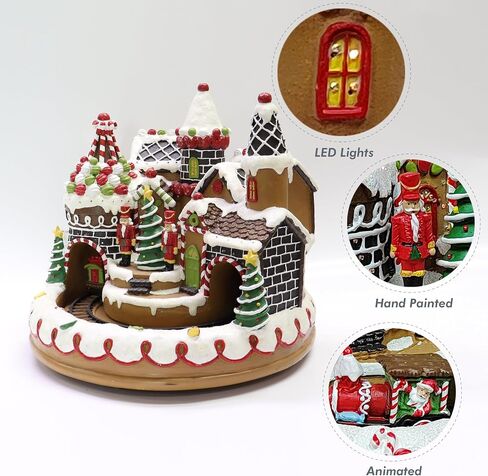 MOMENTS IN TIME Polyresin LED & Musical Gingerbread Train Station with Animated Train Light up, Musical with Animated. UL/DC12V/800mA Adaptor (Included) in Saudi Arabia