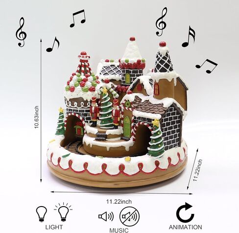 MOMENTS IN TIME Polyresin LED & Musical Gingerbread Train Station with Animated Train Light up, Musical with Animated. UL/DC12V/800mA Adaptor (Included) in Saudi Arabia