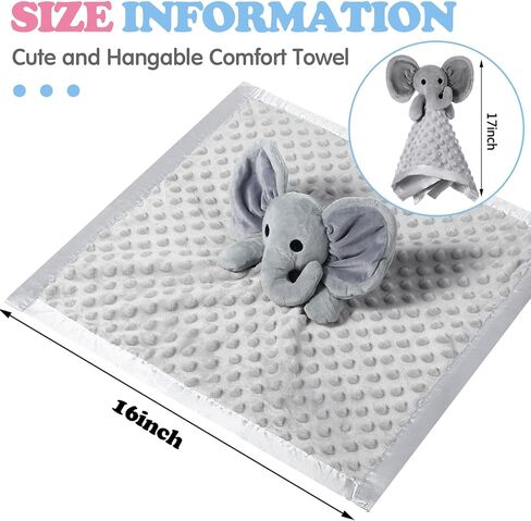 Moukeren 4 Pieces Baby Security Blanket Soft Baby Lovey Animal Baby Security Blankets with Stuffed Dot Fabric Silky Satin Backing for Newborn Infant and Baby, 4 Styles in Kuwait
