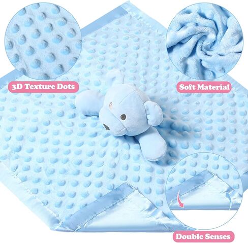 Moukeren 4 Pieces Baby Security Blanket Soft Baby Lovey Animal Baby Security Blankets with Stuffed Dot Fabric Silky Satin Backing for Newborn Infant and Baby, 4 Styles in Kuwait
