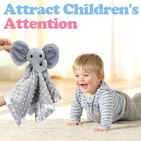Moukeren 4 Pieces Baby Security Blanket Soft Baby Lovey Animal Baby Security Blankets with Stuffed Dot Fabric Silky Satin Backing for Newborn Infant and Baby, 4 Styles in Kuwait