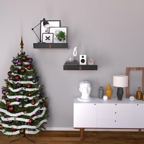 Floating Shelf with Drawer, Floating Nightstand for Bedroom-16" Wall Shelf, White Floating Shelf with Storage, Floating Shelf-Office Bathroom Kitchen Floating Bedside Table,16"D x 10"W x 2.5"H(Black) in Saudi Arabia