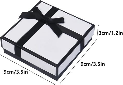 Nwvuop 2 Pack Small Gift Box with Lids, 9× 9× 3cm Bracelet Necklace Gift Box Jewelry Gift Boxes with Lids for Birthday Mother’s Day Valentine’s Day, White in Saudi Arabia