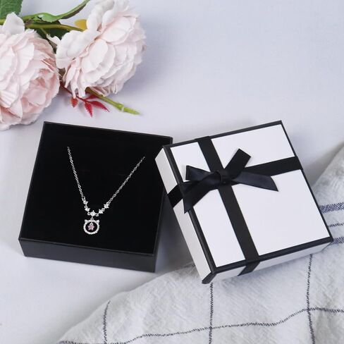 Nwvuop 2 Pack Small Gift Box with Lids, 9× 9× 3cm Bracelet Necklace Gift Box Jewelry Gift Boxes with Lids for Birthday Mother’s Day Valentine’s Day, White in Saudi Arabia