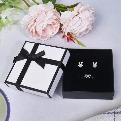 Nwvuop 2 Pack Small Gift Box with Lids, 9× 9× 3cm Bracelet Necklace Gift Box Jewelry Gift Boxes with Lids for Birthday Mother’s Day Valentine’s Day, White in Saudi Arabia