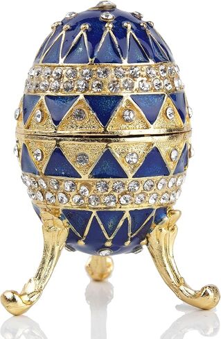 SEVENBEES Hand-Painted Flower Faberge Egg Trinket Box Hinged with Rich Enamel and Sparkling Rhinestones Jewelry Boxes Gift for Home Decor in Saudi Arabia