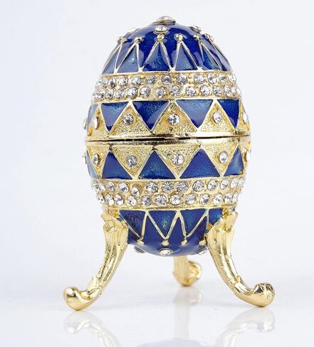 SEVENBEES Hand-Painted Flower Faberge Egg Trinket Box Hinged with Rich Enamel and Sparkling Rhinestones Jewelry Boxes Gift for Home Decor in Saudi Arabia