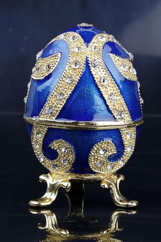 SEVENBEES Hand-Painted Flower Faberge Egg Trinket Box Hinged with Rich Enamel and Sparkling Rhinestones Jewelry Boxes Gift for Home Decor in Saudi Arabia