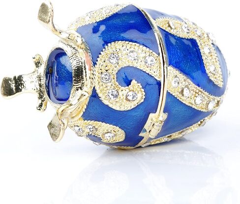SEVENBEES Hand-Painted Flower Faberge Egg Trinket Box Hinged with Rich Enamel and Sparkling Rhinestones Jewelry Boxes Gift for Home Decor in Saudi Arabia
