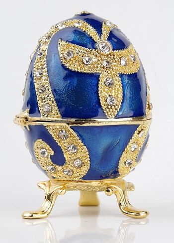 SEVENBEES Hand-Painted Flower Faberge Egg Trinket Box Hinged with Rich Enamel and Sparkling Rhinestones Jewelry Boxes Gift for Home Decor in Saudi Arabia