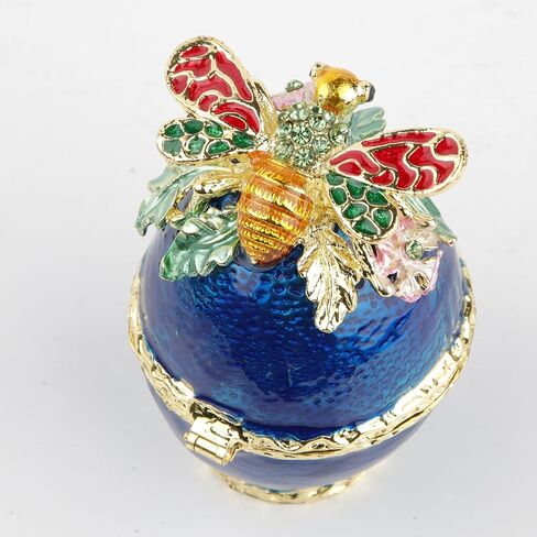 SEVENBEES Hand-Painted Flower Faberge Egg Trinket Box Hinged with Rich Enamel and Sparkling Rhinestones Jewelry Boxes Gift for Home Decor in Saudi Arabia