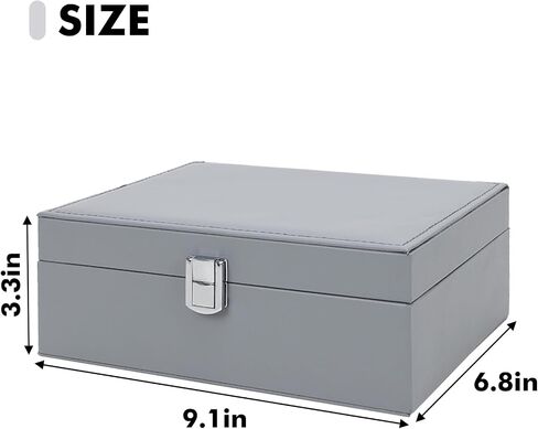 Fixwal Jewelry Box for Women Girls Wife 2 Layer Jewelry Organizer with Removable Tray Ideal Gift for Display Earrings Bracelets Rings Necklaces, PU Leather & Soft Velvet Lined Jewelry Case, Grey in Saudi Arabia