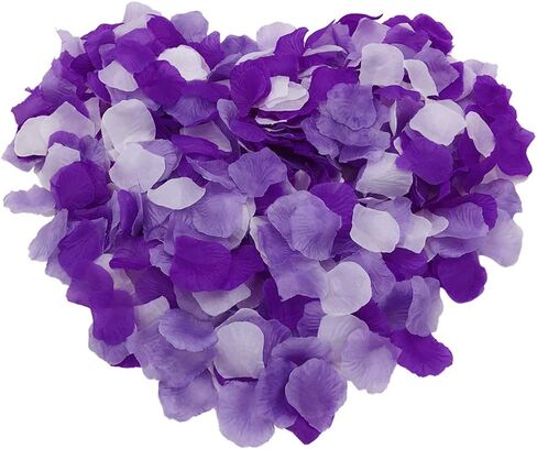 Joinwin 1200 PCS Purple Lavender White Mixed Artificial Silk Rose Petals for Wedding Party Favors Decoration and Vase Home Decor Wedding Bridal Decoration in Kuwait