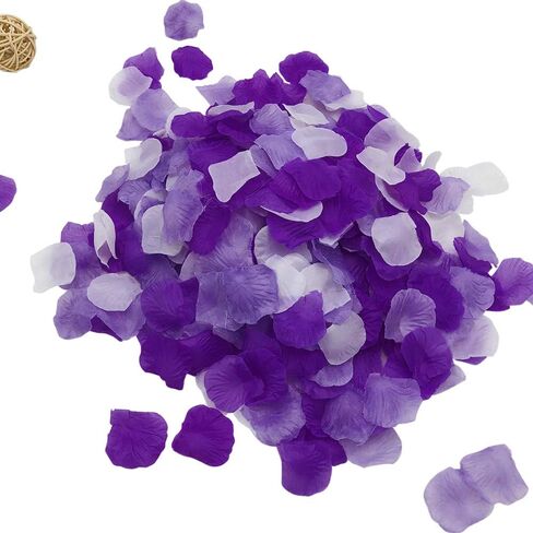 Joinwin 1200 PCS Purple Lavender White Mixed Artificial Silk Rose Petals for Wedding Party Favors Decoration and Vase Home Decor Wedding Bridal Decoration in Kuwait