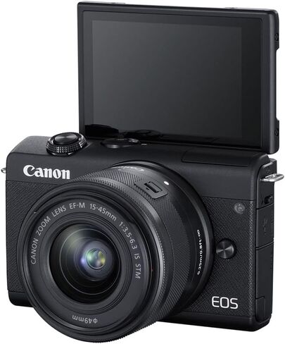 Canon EOS M200 Mirrorless Digital Camera with 15-45mm Lens (Black) (3699C009) + 64GB Memory Card + Case + Filter Kit + Corel Photo Software + 2 x LPE12 Battery + External Charger + More (Renewed) in Saudi Arabia