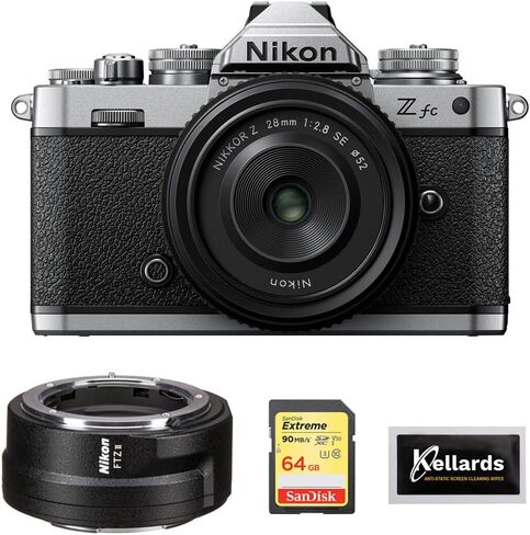 كاميرا Nikon ZFC بدون مرآة مع عدسة مقاس 28 مم (1673) مع محول تركيب Nikon FTZ II، وبطاقة ذاكرة Extreme سعة 64 جيجابايت، ومناديل مبللة مكونة من 5 عبوات in Saudi Arabia