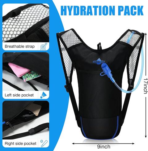 3 Pcs Hydration Backpack Pack with 2l Water Bladder, Hydration Pack with Hydration Bladder Hiking Running Cycling Biking Water Backpack for Men and Women in Saudi Arabia