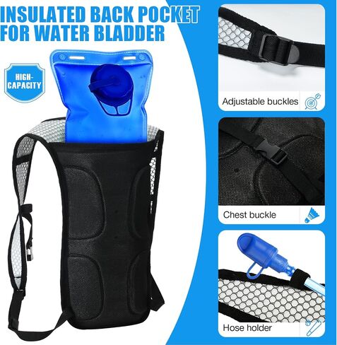 3 Pcs Hydration Backpack Pack with 2l Water Bladder, Hydration Pack with Hydration Bladder Hiking Running Cycling Biking Water Backpack for Men and Women in Saudi Arabia