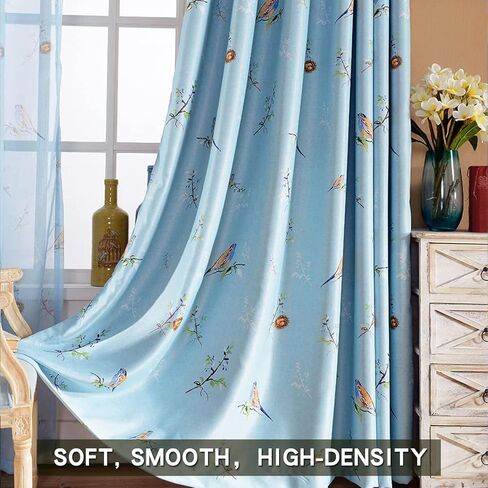 Birds Blackout Curtains for Bedroom 84 inches Long Farmhouse Patterned Floral Window Drapes for Living Room 2 Panels Khaki in Kuwait