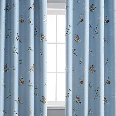 Birds Blackout Curtains for Bedroom 84 inches Long Farmhouse Patterned Floral Window Drapes for Living Room 2 Panels Khaki in Kuwait