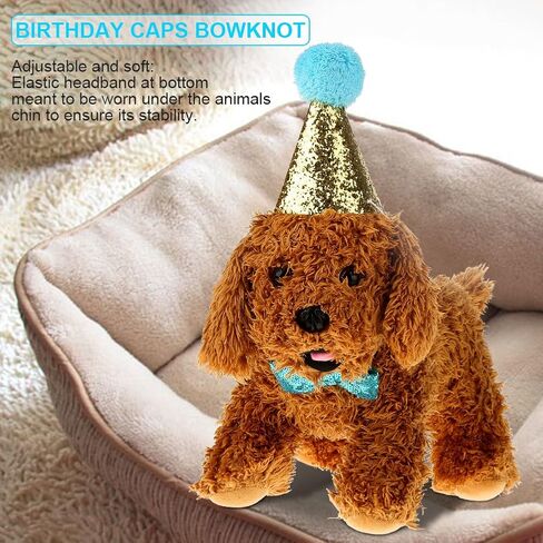 2 Pcs Birthday Hat, Pet Cat Dog Birthday Caps Reusable Headwear Bowknot Party Costume Perfect Dog or Puppy Birthday Gift (Blue) in Saudi Arabia