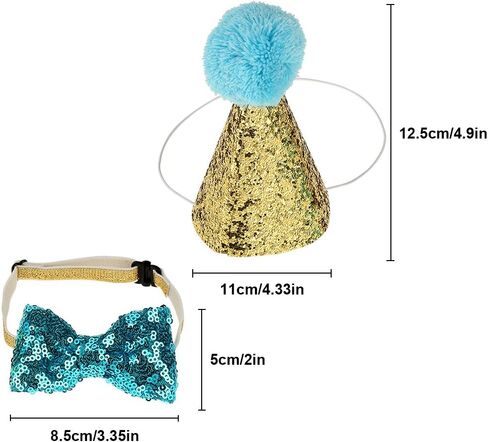2 Pcs Birthday Hat, Pet Cat Dog Birthday Caps Reusable Headwear Bowknot Party Costume Perfect Dog or Puppy Birthday Gift (Blue) in Saudi Arabia