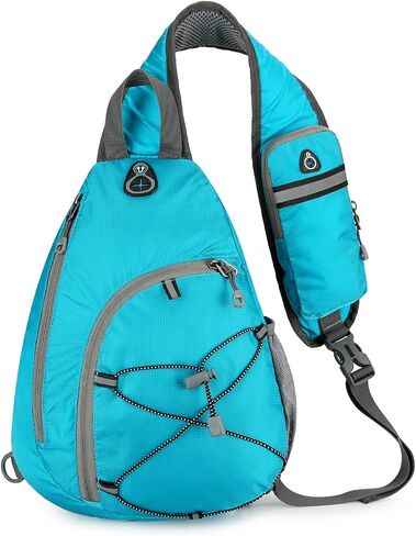 AMAZGFU Sling Backpack Large Sling Bag Crossbody Daypack Lightweight Hiking Pack Chest Bag With Front Pocket For Women Men Travel-Cyan in Saudi Arabia