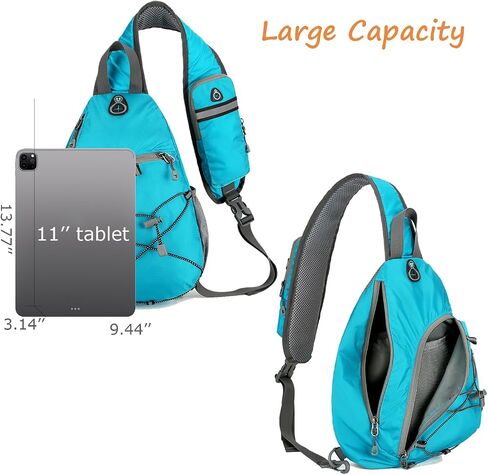 AMAZGFU Sling Backpack Large Sling Bag Crossbody Daypack Lightweight Hiking Pack Chest Bag With Front Pocket For Women Men Travel-Cyan in Saudi Arabia