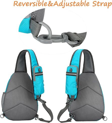 AMAZGFU Sling Backpack Large Sling Bag Crossbody Daypack Lightweight Hiking Pack Chest Bag With Front Pocket For Women Men Travel-Cyan in Saudi Arabia