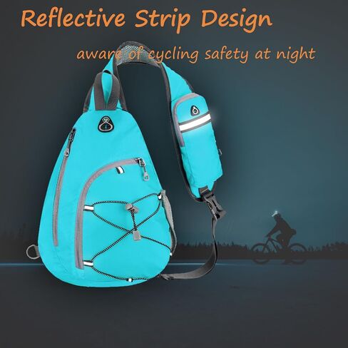 AMAZGFU Sling Backpack Large Sling Bag Crossbody Daypack Lightweight Hiking Pack Chest Bag With Front Pocket For Women Men Travel-Cyan in Saudi Arabia