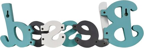 Teal Blessed Wooden Letters Wall Decor Freestanding Cut Out Decorative Wood Word Decor Signs for Living Room Shelf Mantel Table Top Rustic Home Decor in Kuwait