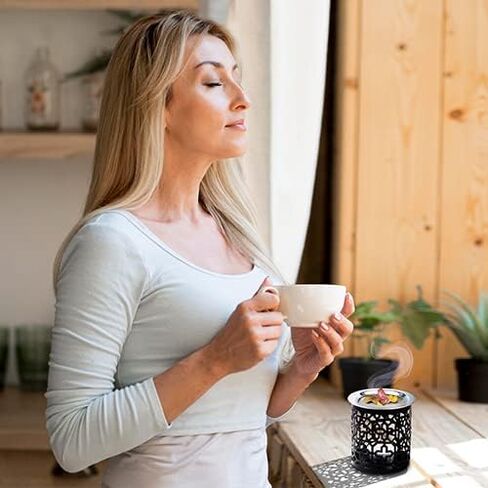 Black Iron Incense Burner with Sieve Height 3.15 inch [Handmade] for Burning Incense with a Tealight in Kuwait