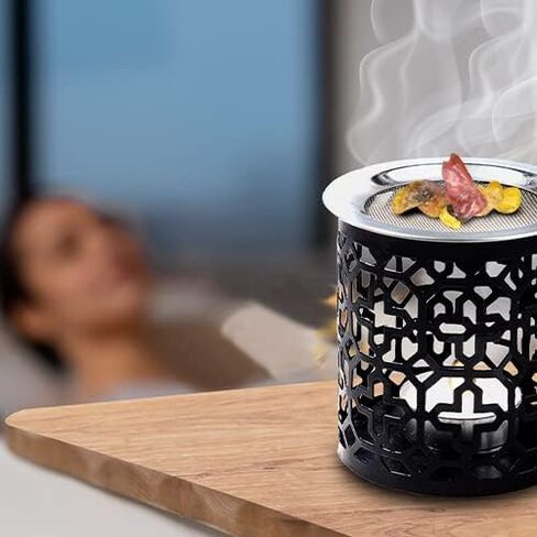 Black Iron Incense Burner with Sieve Height 3.15 inch [Handmade] for Burning Incense with a Tealight in Kuwait