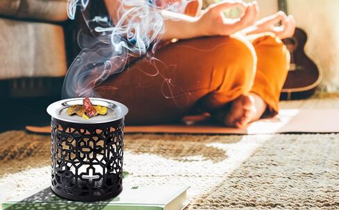 Black Iron Incense Burner with Sieve Height 3.15 inch [Handmade] for Burning Incense with a Tealight in Kuwait