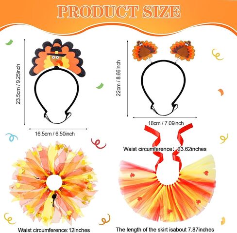 Riceshoot 6 Pcs Thanksgivings Dog Costume Set Thanksgiving Dog Tutu Turkey Headband with Elastic Turkey Decorative Dog Collar, Dog Turkey Outfit Thanksgiving PET Clothes for Medium Large Dogs Pet in Saudi Arabia
