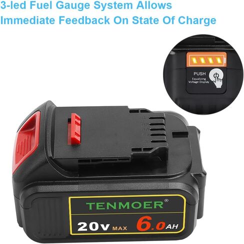 TENMOER 6.0Ah Compatible with Dewalt 20V 6.0Ah Battery Replacement for Dewalt 20V Batteries DCB203 DCB204 DCB206 in Kuwait
