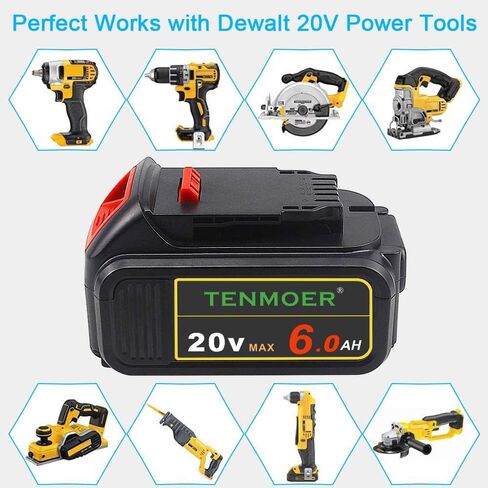 TENMOER 6.0Ah Compatible with Dewalt 20V 6.0Ah Battery Replacement for Dewalt 20V Batteries DCB203 DCB204 DCB206 in Kuwait