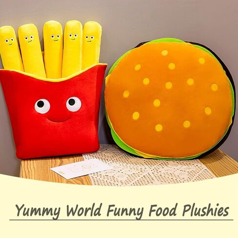 REFAHB 11.8 بوصة حقيبة لطيفة من البطاطس المقلية المحشوة من القطيفة لعبة Kawaii قابلة للإزالة وسادة قطيفة لذيذ وورلد بلاشيز وسادة طعام مضحكة فائقة النعومة بلاشيز هدايا للأطفال in Kuwait