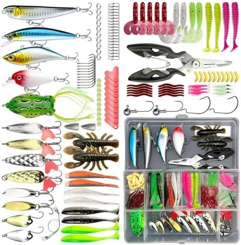 مجموعة طُعم صيد الأسماك في المياه العلوية من SBBUFFLURE للمياه العذبة، طُعم بلاستيكي ناعم، ملحقات صيد الأسماك، صناديق أدوات، ملاعق الصيد، طعوم السباحة، طعوم البلمة، الطعم الكرنك، VIB in Kuwait