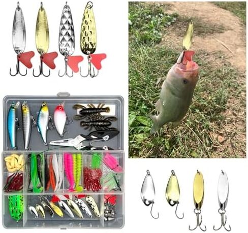 مجموعة طُعم صيد الأسماك في المياه العلوية من SBBUFFLURE للمياه العذبة، طُعم بلاستيكي ناعم، ملحقات صيد الأسماك، صناديق أدوات، ملاعق الصيد، طعوم السباحة، طعوم البلمة، الطعم الكرنك، VIB in Kuwait